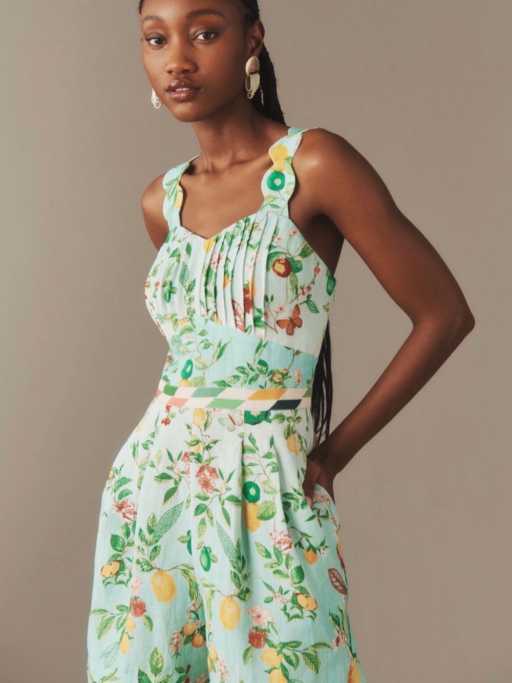 Ranna Gill Linen Floral Romper